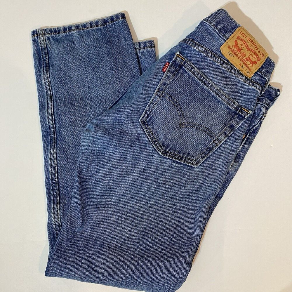 Levis Jeans Mens 31x30 Blue 505 Straight Leg Denim Casual Workwear